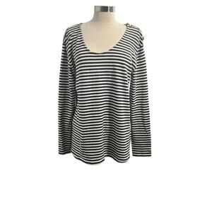 Hublot Nautical Marine Wear Striped Navy/White Gold Buttons Top Women's Large